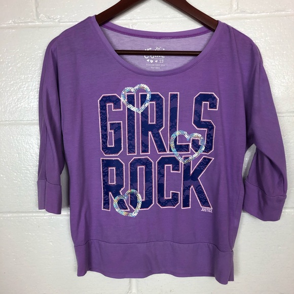 Justice Other - Justice Girls Rock 3/4 sleeve top purple size 12